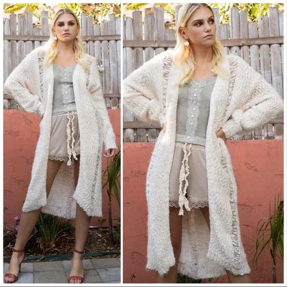 POL Mohair Distressed Long Cardigan Duster - Picture 6 of 9